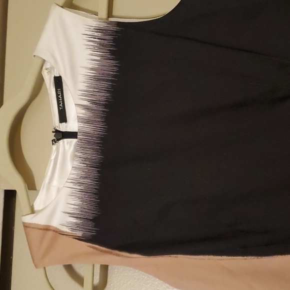 Tahari Black, White and Tan Sheath Dress Size 6 - Picture 2 of 5